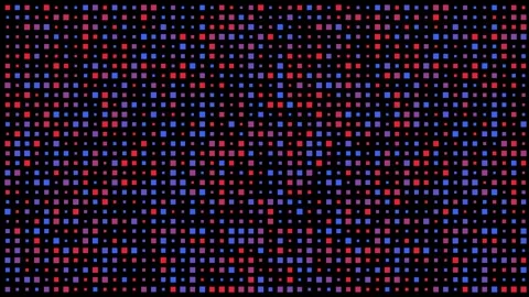 Abstract pulsating square pattern background, vibrant red and blue pixels Stock Footage 333803464