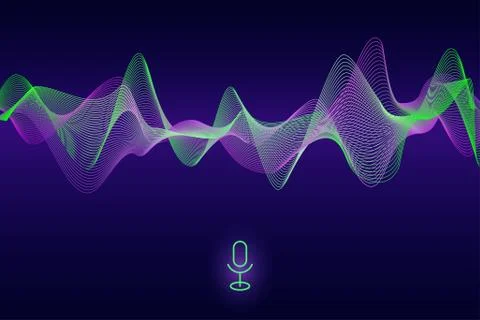 Abstract pulse sound wave Vector. Voice assistant concept. Microphone voice Stock Illustration