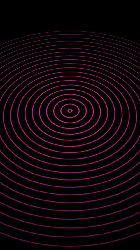 Abstract pulsing concentric circles expand outward on black background, hyp.. Stock Footage 338421643