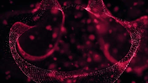 Abstract pulsing dark red particle ring shape motion background Stock Footage 327511380