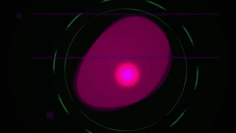 Abstract Pulsing Magenta Light Orb with Circular HUD Interface Elements. Stock Footage 340524593