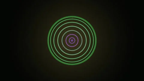 Abstract Pulsing Neon Circles Expanding in Dark Background Motion Graphic Stock Footage 339925040