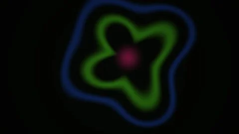 Abstract Pulsing Neon Flower Shape Animation with Glowing Light Effects. Stock Footage 340524647