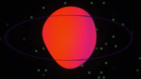 Abstract Pulsing Red Sphere with Orbital Particles in Dark Space. Stock Footage 341803304