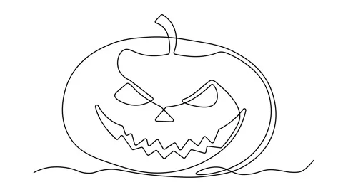 Abstract Pumpkin for Halloween. Self drawing animation one continuous line draw Stock Footage 279139967
