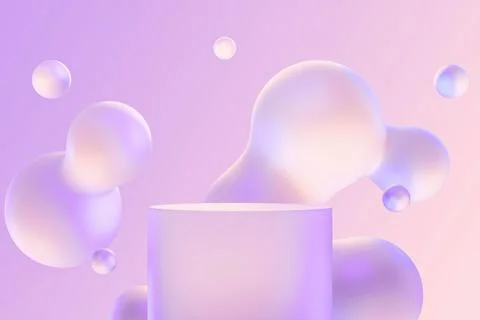 Abstract purple 3D background with floating spheres. Stock Illustration