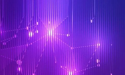 Abstract Purple 3D Background with Straight Vertical Glowing Lines and Cent.. 스톡 일러스트