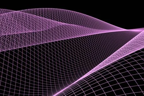 Abstract purple 3d mesh wave background. Futuristic technology style. Elegant Stock Illustration