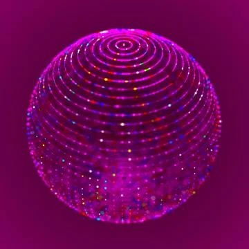 Abstract purple 3d sphere made of points. Equalizer for music. Futuristic tec イラスト素材