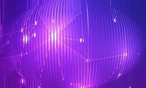 Abstract Purple 3D Spherical Structure with Glowing Network Connections and.. 스톡 일러스트