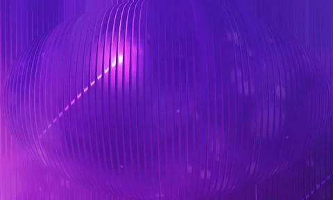 Abstract Purple 3D Spherical Structure with Straight Vertical Lines and Glo.. Stock Illustration