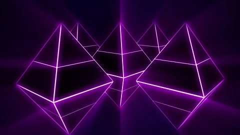 Abstract purple 3D triangle neon futuristic looping background Stock Footage 230553467