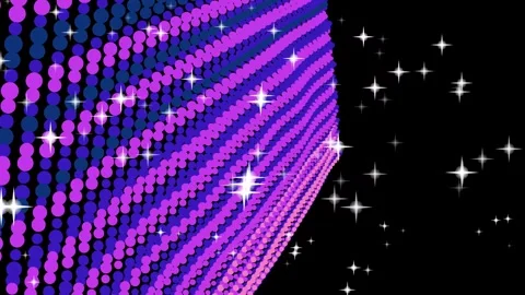Abstract Purple and Blue Circle Pattern with Sparkling Stars on Black Backg.. Stock Footage 332184339