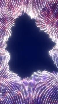 Abstract purple and blue data portal with bright vertical light streaks and.. Stock-Illustration