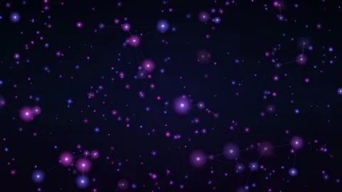 Abstract purple and blue digital plexus network with glowing particles moving Stock Footage 346210411