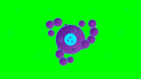 Abstract purple and blue fluid bubble formation on a bright green background Stock Footage 340903734