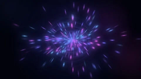 Abstract purple and blue light beams radiating from a center Stock Footage 335943111
