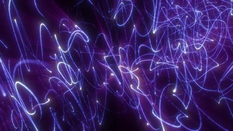 Abstract purple and blue light trails with luminous dotted curves create a .. Stock Illustration