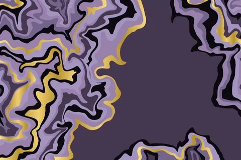Abstract purple and gold pattern. Agate slice ripple texture imitation. Vector Illustrazione stock