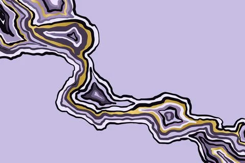 Abstract purple and gold pattern. Agate slice ripple texture imitation. Vector Illustrazione stock