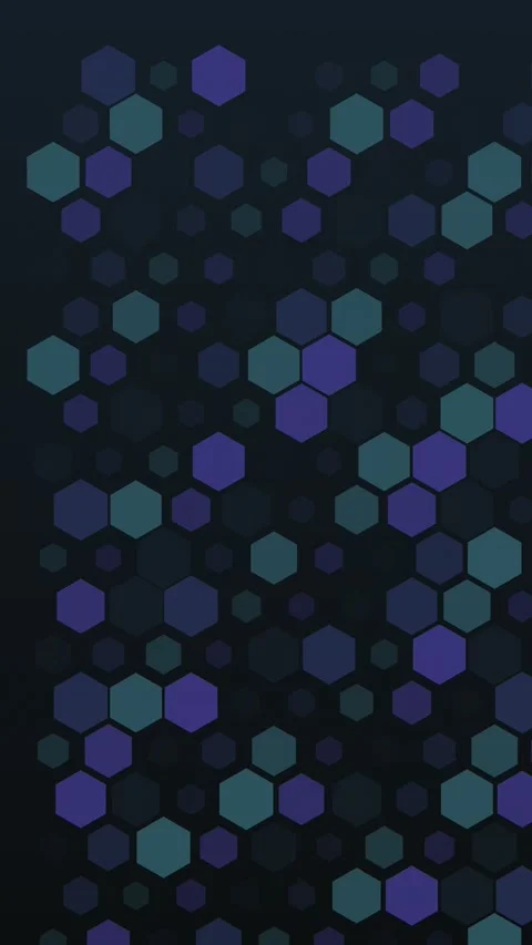 Abstract purple and teal hexagonal patterns shift and transform Stock Footage 327942446