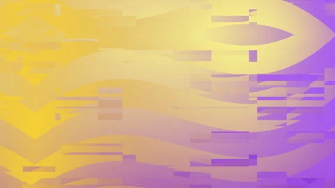 Abstract purple and yellow gradient with wavy lines and digital glitches 库存影片 334181587