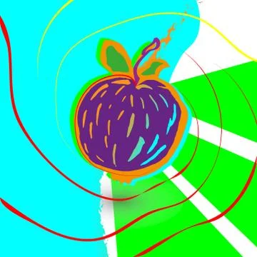 Abstract purple Apple background a vector, drawn with ink strokes. Stock Illustration