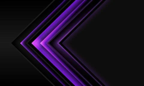 Abstract purple arrow shadow direction on black metallic with grey blank spac Stock Illustration