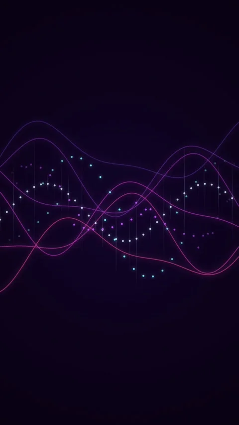 Abstract purple audio wave motion graphic with neon glowing particles backg.. Stock Footage 346973683