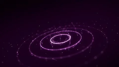 Abstract purple background of circular flow of particles. Digital cyberspac.. Stock Illustration