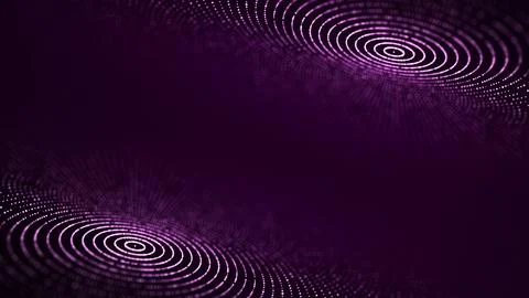 Abstract purple background of double circular particle flow. Digital cyberspa Stock Illustration