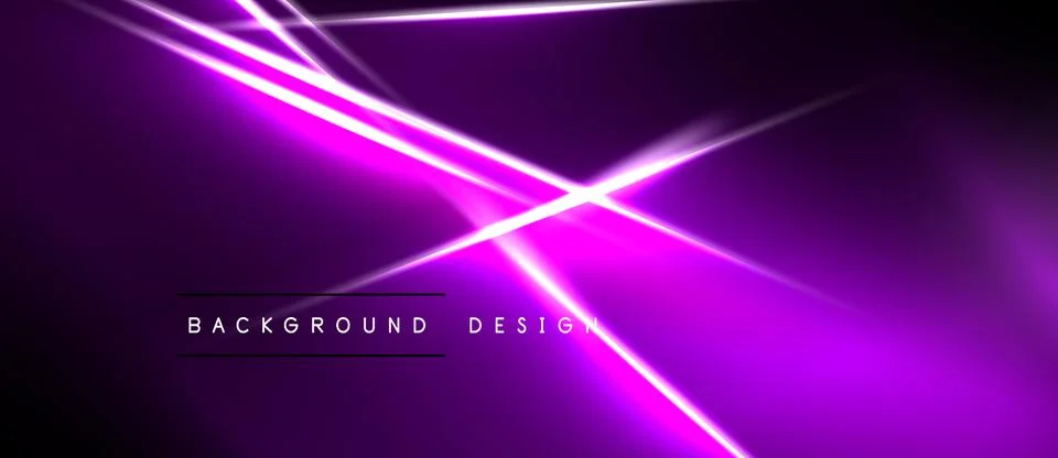Abstract purple background features bright neon lines intersecting. Minimalis Stock Illustration