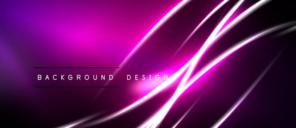 Abstract purple background features glowing lines, dynamic curves. Modern d.. Stock Illustration