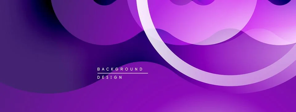 Abstract purple background features overlapping curved shapes. Gradient shades Illustrazione stock