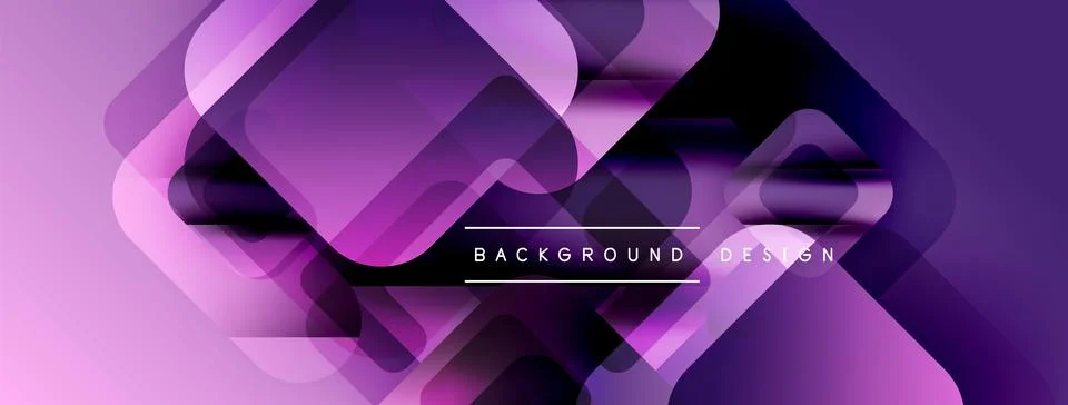 Abstract purple background features overlapping squares, rectangles. Gradient Stock Illustration