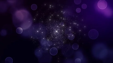 Abstract purple background featuring glowing particles floating through dark Stock Footage 345331087