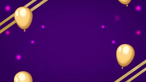 Abstract purple background with floating golden balloons and sparkling pink.. 库存影片 339260602