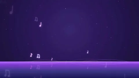 Abstract purple background with floating musical notes and glowing reflections Stock Footage 343861970