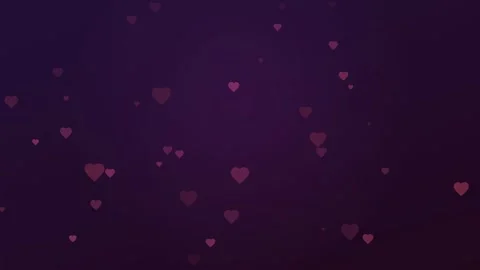 Abstract purple background with floating red hearts drifting slowly for Video stock 345430188
