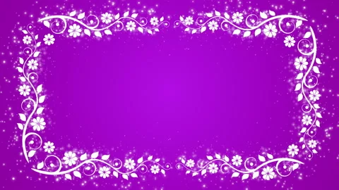 Abstract purple background with flower frame and glowing particles Stock Footage 89738458