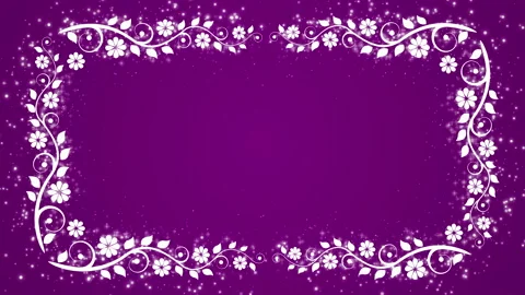 Abstract purple background with flower frame and glowing particles Stock Footage 89738780