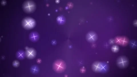 Abstract purple background with glowing floating particles and shimmering stars Video stock 345430496