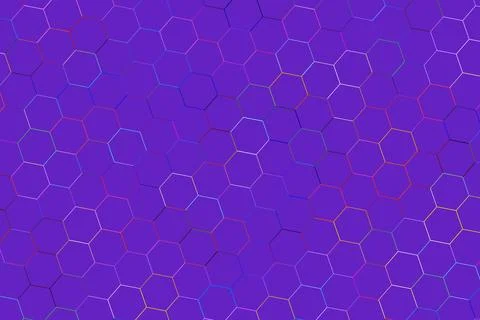 Abstract purple background with hexagon patterns and lines Stock Photos