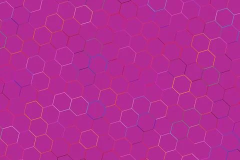 Abstract purple background with hexagon patterns and lines Stock Photos