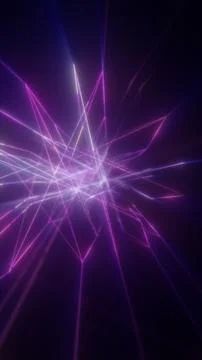 Abstract purple background with intersecting glowing lines and geometric co.. Illustrazione stock