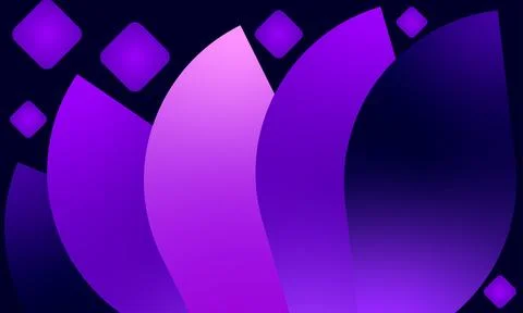 Abstract purple background with overlapping gradient petals and glowing dia.. Stock Illustration