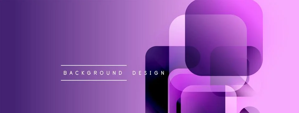 Abstract purple background. Overlapping rounded squares create dynamic visual 库存插图