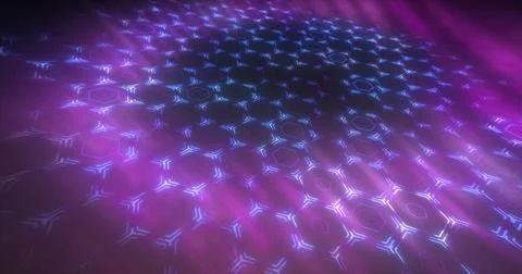 Abstract purple background pattern of hexagons glowing futuristic digital ene Stock Illustration