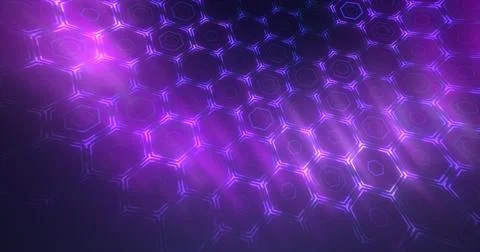 Abstract purple background pattern of hexagons glowing futuristic digital e.. Stock Photos