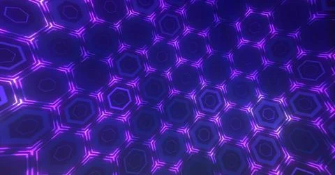 Abstract purple background pattern of hexagons glowing futuristic digital e.. Stock Photos